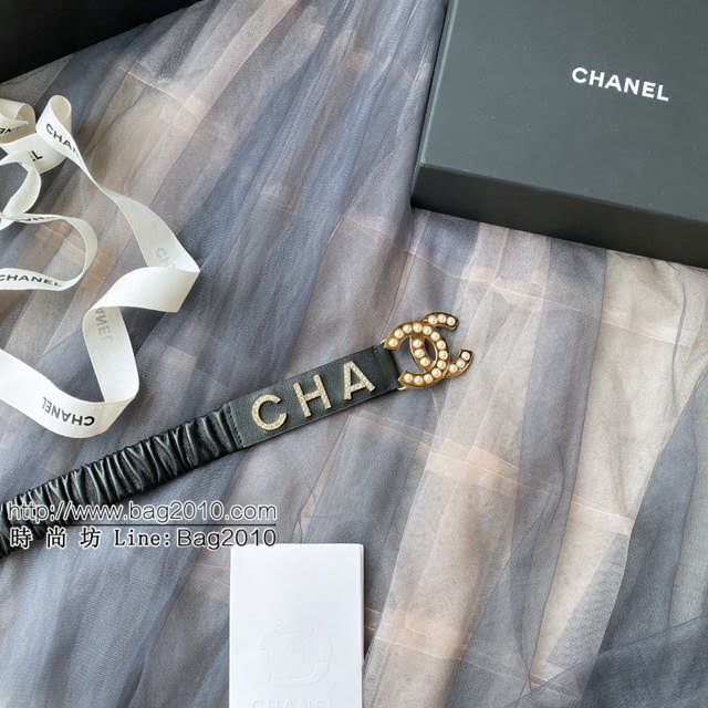 Chanel女士皮帶 香奈兒cc經典logo扣精品彈力扣腰帶  jjp1154